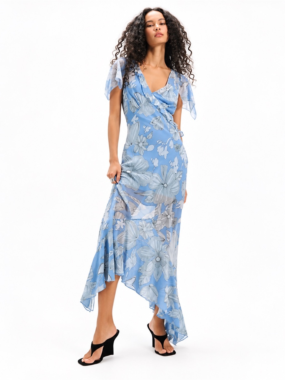 NWT Free People Moonlight Maxi Dress Blissful Blue Floral Size 10